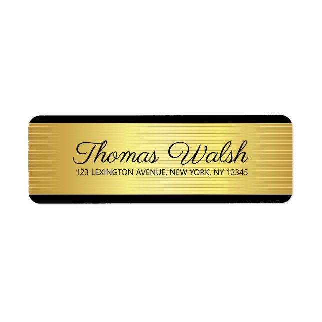 Black Gold Lines Elegant Design Label (Front)