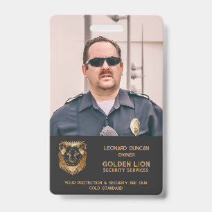 Black Gold Lion Business Logo Photo Employee Badge