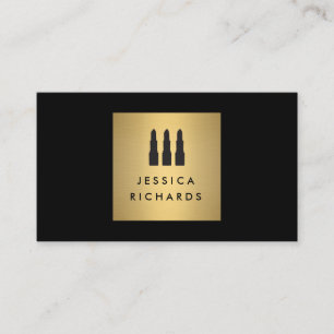 Black/Gold Lipstick Trio Logo for Makeup Artist Business Card