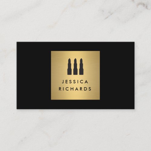 Black/Gold Lipstick Trio Logo for Makeup Artist Business Cards