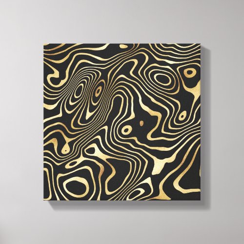 Black Gold liquid swirl Abstract Design Canvas Print