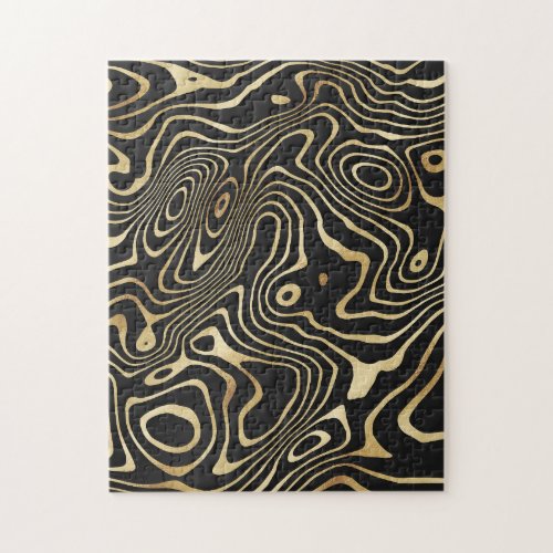 Black Gold liquid swirl Abstract Design Jigsaw Puzzle