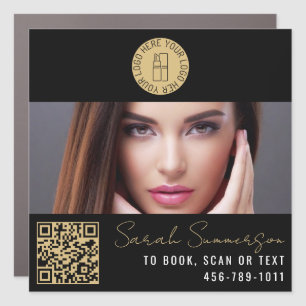 Black Gold Logo Appointment Booking Makeup Studio Car Magnet