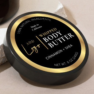 Black & Gold Logo Body Butter Jar Water Resistant Classic Round Sticker