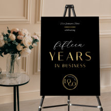 Black & Gold Logo Business Anniversary Event Sign