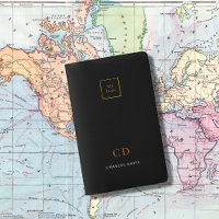 Black gold logo business monogram pocket moleskine notebook