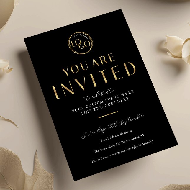 Black & Gold Logo Corporate Business Event Invitation (Creator Uploaded)