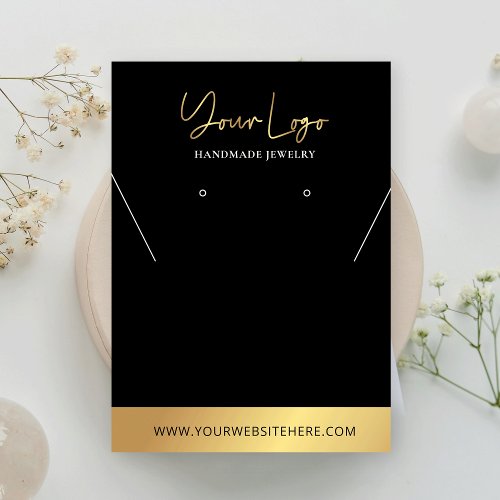 Black  Gold Logo Modern Necklaces Jewelry Display Business Card