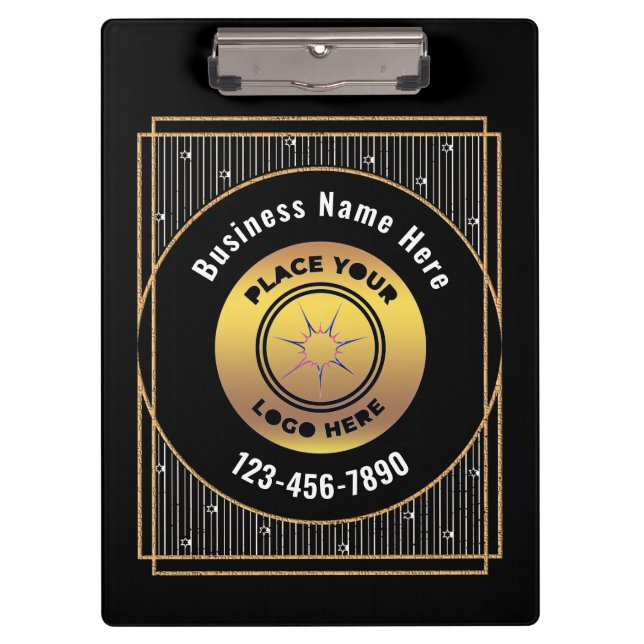 Black Gold Logo Office Business Personalize  Clipboard (Front)