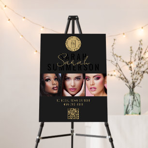 Black Gold Logo QR Code 3 Photo Makeup Studio Foam Board