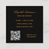 Black gold logo QR code elegant  Square Business Card (Back)