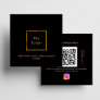 Black gold logo QR code Instagram follow us Square Business Card