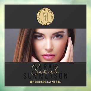 Black Gold Logo Social Media Makeup Studio Window Cling