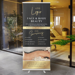 Black & Gold Logo Spa Salon Services Promotional Retractable Banner