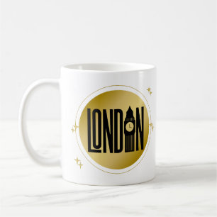 Black & Gold London Skyline Retro City Pride Coffee Mug