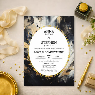 Black & Gold Love & Commitment Ceremony Invitation