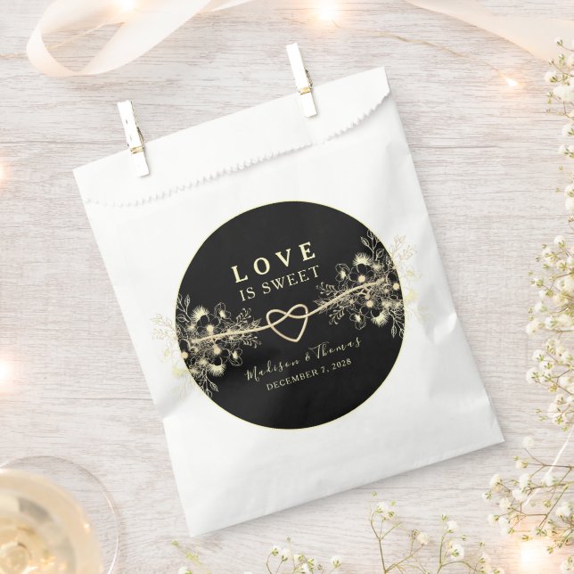 Black Gold Love Is Sweet Favor Bag (Clipped)