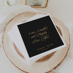 Black Gold Love Laughter and Happily Ever After Napkins