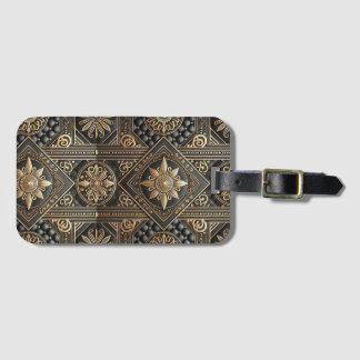 Black & Gold Luxe Baroque Luggage Tag