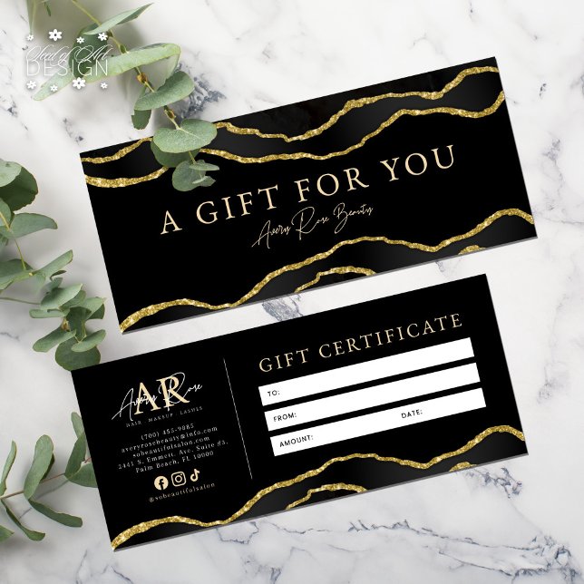 Black Gold Luxe Beauty Salon Gift Certificate (Creator Uploaded)