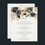 Black Gold Luxe Floral Wedding Menu Card<br><div class="desc">Our "Watercolor Moody Florals" collection features dark florals in black, teal and midnight blue colors with golden accents combined with elegant typography for all your occasions. Mix and match the items as you wish and contact us if you have any special requests through chat or email. Check our store for...</div>