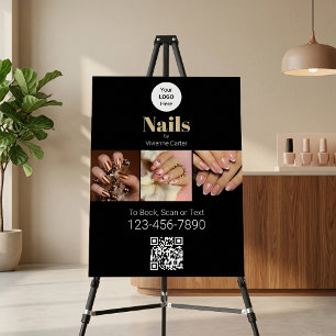 Black Gold Luxe Logo QR Code Photo Nail Salon Foam Board