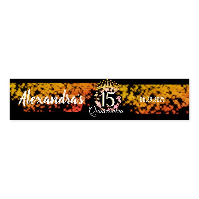 Black Gold Luxurious Quinceanera Celebrations Napkin Bands (Unfolded)