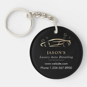 Black & Gold Luxury Auto Detailing Car Cleaning Keychain