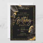 Black Gold Luxury Birthday Party Invitation Card<br><div class="desc">The Black Gold Luxury Birthday Party Invitation Personalized card is a bespoke masterpiece, meticulously crafted to reflect the unique style and personality of the honoree. Distinguished by its sumptuous black background and opulent gold accents, this invitation radiates an air of sophistication and exclusivity. What sets it apart is the thoughtful...</div>