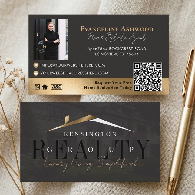  Black Gold Luxury Home Real Estate Agent Photo Business Card (Black Gold Luxury Home Real Estate Agent Photo Business Card)