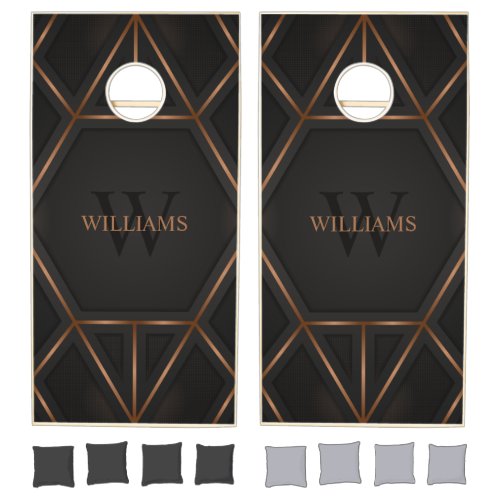 Black Gold Luxury Modern Minimal Abstract Cornhole Set