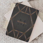 Black Gold Luxury Modern Minimal Abstract  iPad Mini Cover<br><div class="desc">A cool luxurious style abstract iPad cover featuring black and gold geometric design. Personalize with your monogram and name.</div>