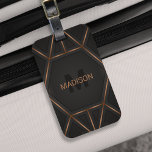 Black Gold Luxury Modern Minimal Abstract  Luggage Tag<br><div class="desc">A cool luxurious style abstract luggage tag featuring black and gold geometric design. Personalize with your monogram and name.</div>