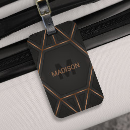 Black Gold Luxury Modern Minimal Abstract  Luggage Tag