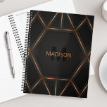 Black Gold Luxury Modern Minimal Abstract  Planner<br><div class="desc">A cool luxurious style abstract planner featuring black and gold geometric design. Personalize with your monogram and name.</div>