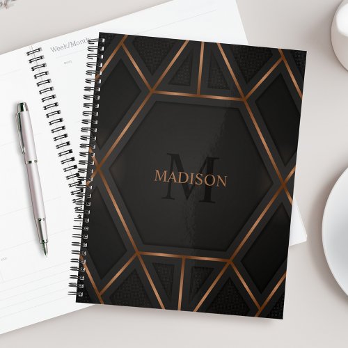 Black Gold Luxury Modern Minimal Abstract Planner