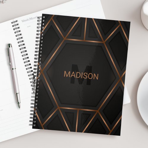 Black Gold Luxury Modern Minimal Abstract  Planner