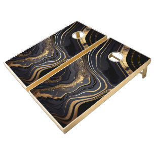 Black Gold Luxury Modern Minimal Cornhole Set