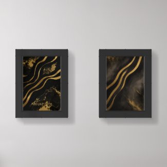 Black & Gold Luxury Pair Wall Art Sets