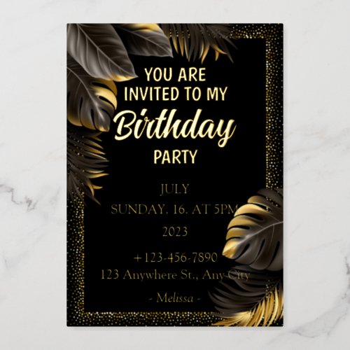 Black Gold Luxury Party Invitation Foil Invitation