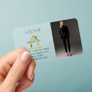 Black Gold Luxury Photo Real Estate House Logo Clear Business Cards