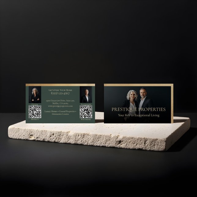 Black Gold Luxury Real Estate Agent Photo Luxe Business Card (Prestige Luxury Realtor Law Firm Gold & Black Luxe Business Card)