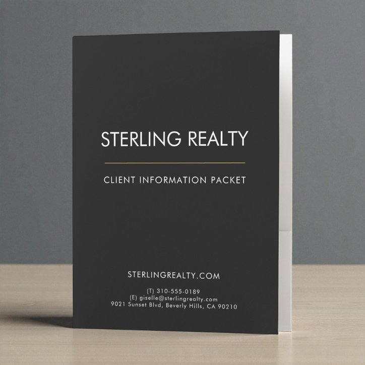 Black Gold Luxury Real Estate Client Information Pocket Folder
