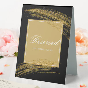 Black Gold Luxury Reserved Table Tent Sign
