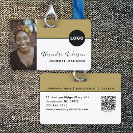 Black Gold Luxury Staff Photo ID QR Code Badge