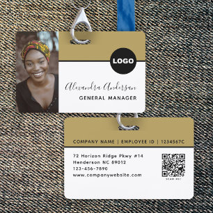 Black Gold Luxury Staff Photo ID QR Code Badge