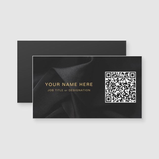Black & Gold Magnet Card with Custom QR and Title (Front/Back)
