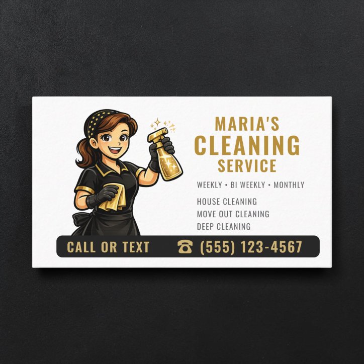 Black Gold Maid House Cleaning Service Business Card