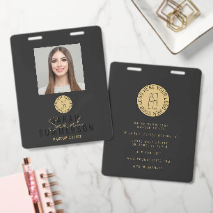 Black Gold Makeup Artist Beauty Salon Employee ID Badge