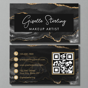 Black Gold Makeup Artist QR Code  Business Card